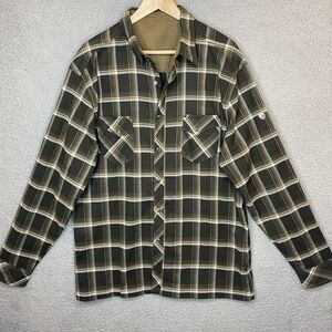Kuhl Lowdown Pearl Snap Western Outdoor Shirt Mens XL Green Plaid Flannel